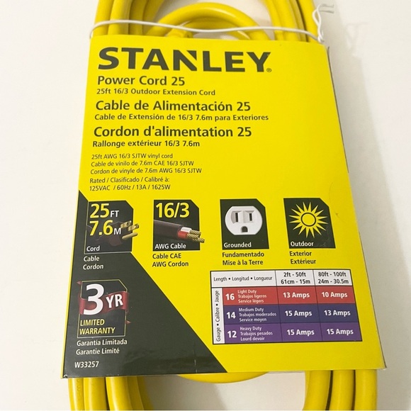 Stanley Power Cord 25 Foot Extension Cord - Picture 9 of 14